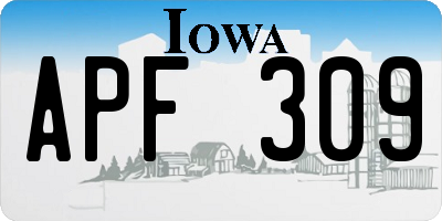 IA license plate APF309
