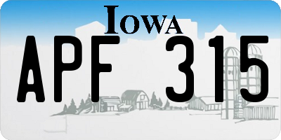 IA license plate APF315