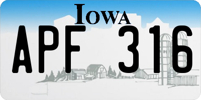 IA license plate APF316