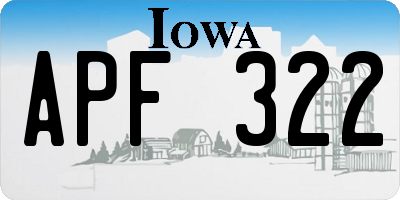 IA license plate APF322