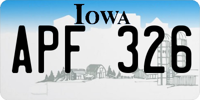 IA license plate APF326