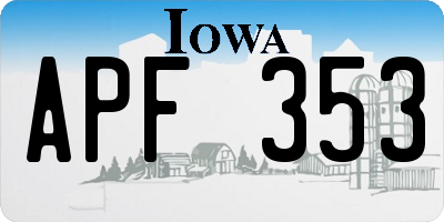 IA license plate APF353