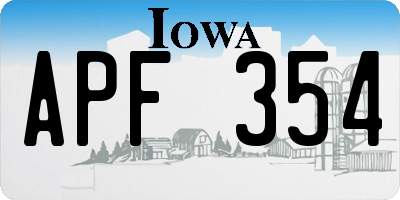 IA license plate APF354