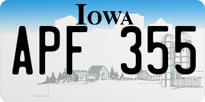 IA license plate APF355