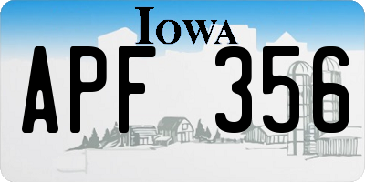 IA license plate APF356