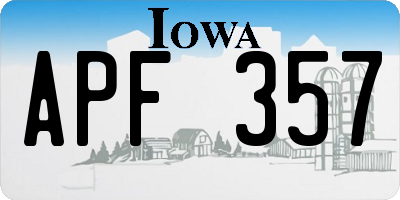 IA license plate APF357