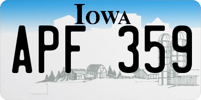 IA license plate APF359