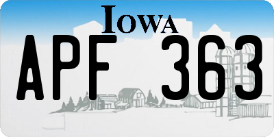 IA license plate APF363