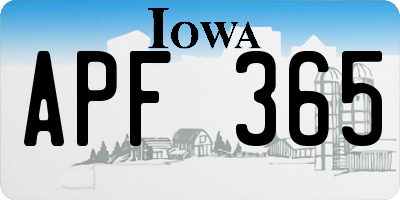 IA license plate APF365