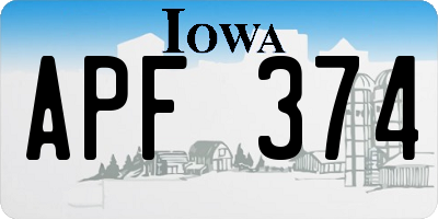 IA license plate APF374