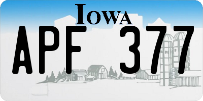 IA license plate APF377