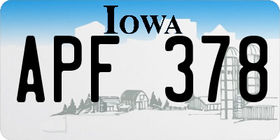 IA license plate APF378