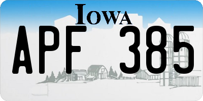 IA license plate APF385