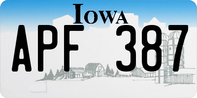 IA license plate APF387