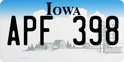 IA license plate APF398