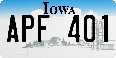 IA license plate APF401