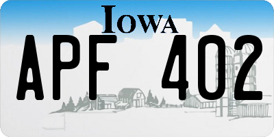 IA license plate APF402