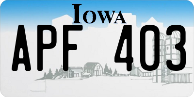 IA license plate APF403
