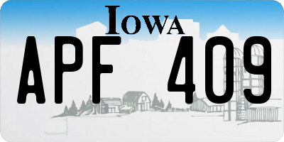 IA license plate APF409