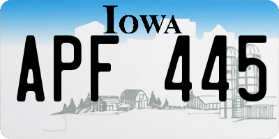 IA license plate APF445
