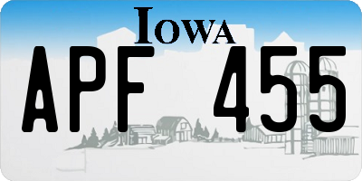 IA license plate APF455