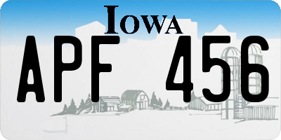 IA license plate APF456