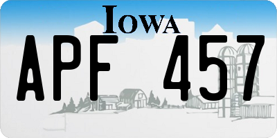 IA license plate APF457