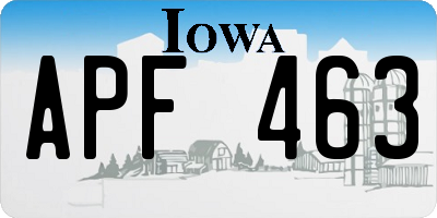 IA license plate APF463