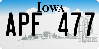 IA license plate APF477