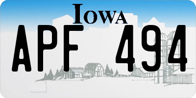 IA license plate APF494