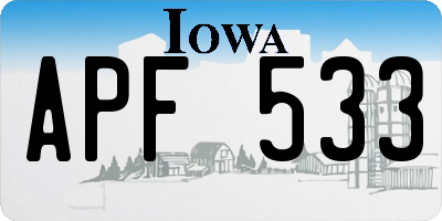 IA license plate APF533