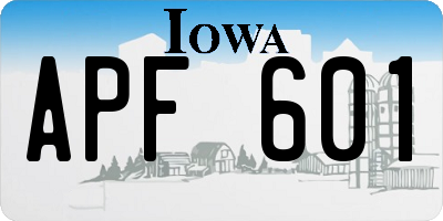 IA license plate APF601