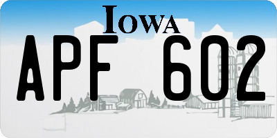 IA license plate APF602