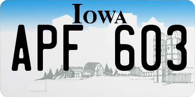 IA license plate APF603