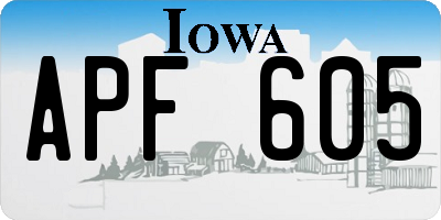 IA license plate APF605