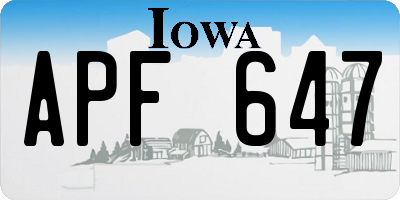IA license plate APF647