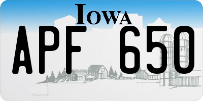 IA license plate APF650