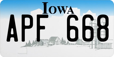 IA license plate APF668