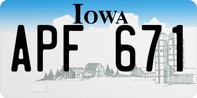 IA license plate APF671