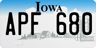 IA license plate APF680