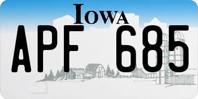 IA license plate APF685