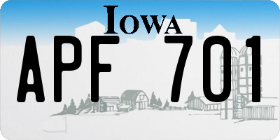 IA license plate APF701