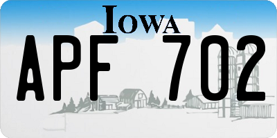 IA license plate APF702