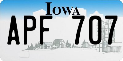 IA license plate APF707