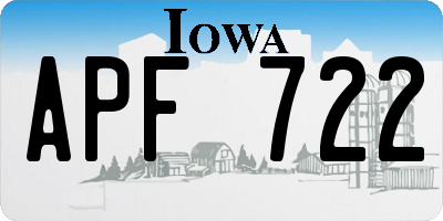 IA license plate APF722