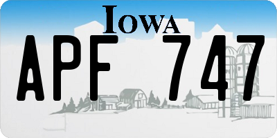 IA license plate APF747