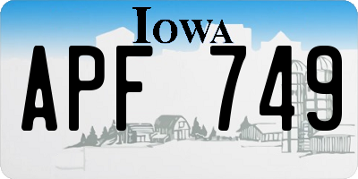 IA license plate APF749