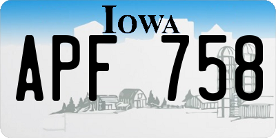 IA license plate APF758