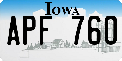 IA license plate APF760