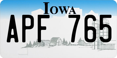 IA license plate APF765